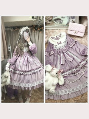 Lavender Lace Classic Lolita Style Dress (DJ15)